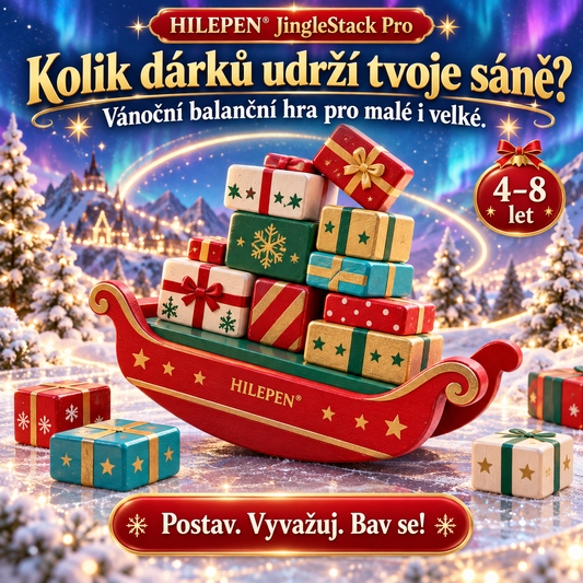 🎄🎲 GEEDFLY® JingleStack Pro Vánoční balanční hra pro celou rodinu – Veselé skládání dárků, napínavé souboje a nečekané pády | Stolní hra pro děti od 4 do 8 let a rodiče 🎁