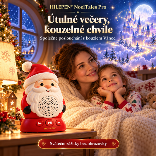 🎅📖 GEEDFLY® NoelTales Pro Vánoční přehrávač pohádek – Zvuková hračka bez obrazovky s kouzelným designem Santy pro příjemný poslech pohádek před spaním, rozvíjení fantazie a kouzelné sváteční chvíle 🎄🎁