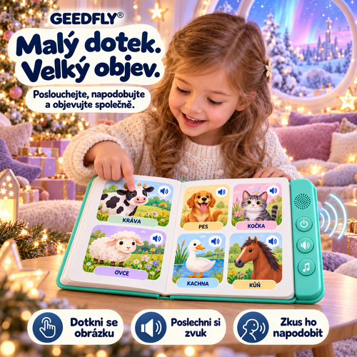 🧸✨ GEEDFLY® WonderTalk Pro Dětská zvuková encyklopedie – Chytrá dobíjecí výuková kniha a vzdělávací hračka pro malé zvídavé objevitele 🌟
