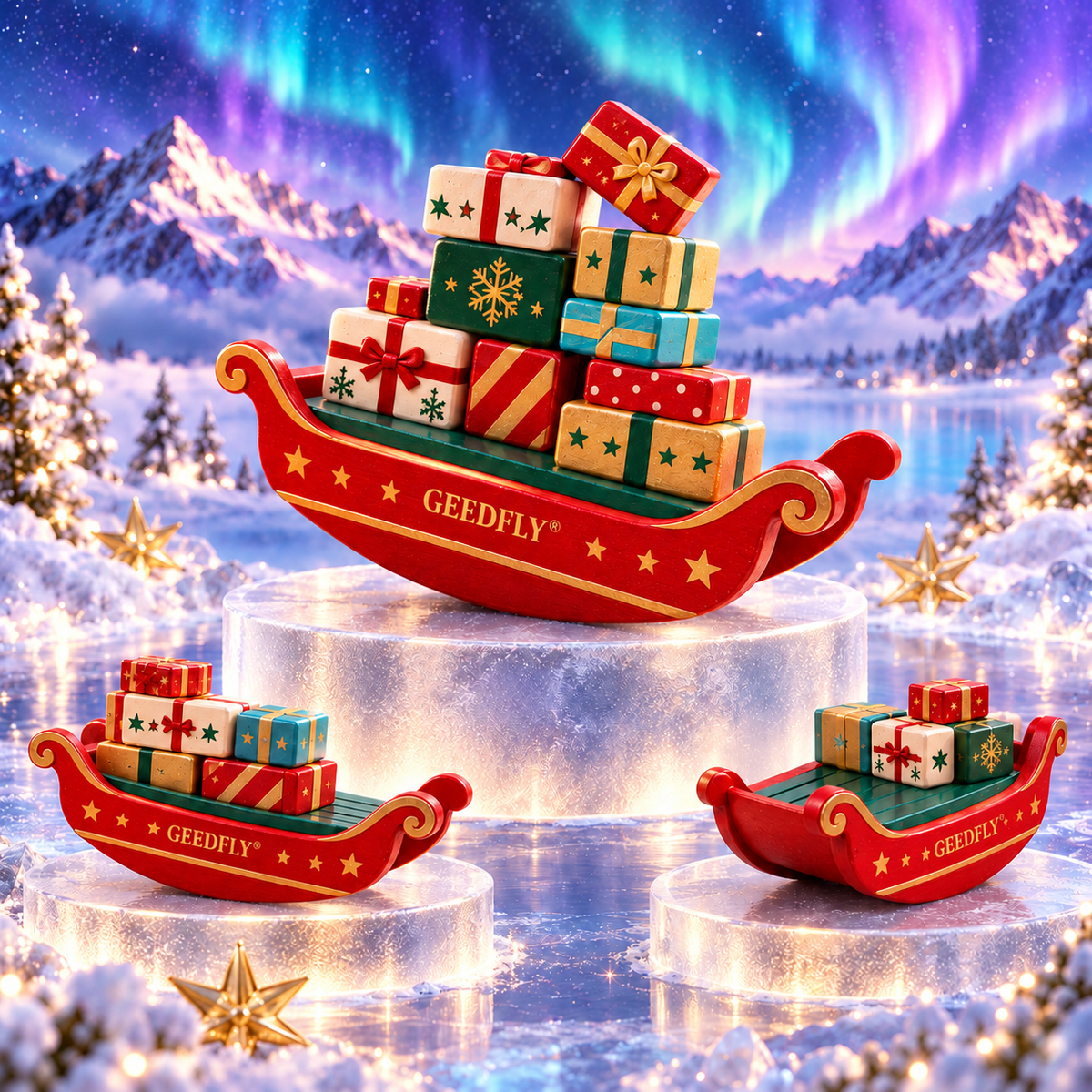 🎄🎲 GEEDFLY® JingleStack Pro Vánoční balanční hra pro celou rodinu – Veselé skládání dárků, napínavé souboje a nečekané pády | Stolní hra pro děti od 4 do 8 let a rodiče 🎁