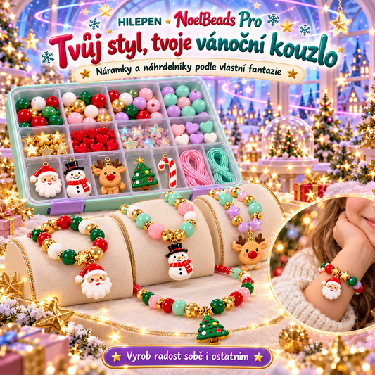 📿🎄 GEEDFLY® NoelBeads Pro Vánoční korálková dílna – Kreativní sada na výrobu náramků a náhrdelníků s barevnými korálky a vánočními přívěsky | Tvořivý dárek pro děti od 5 do 10 let 🎁