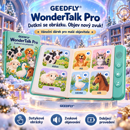 🧸✨ GEEDFLY® WonderTalk Pro Dětská zvuková encyklopedie – Chytrá dobíjecí výuková kniha a vzdělávací hračka pro malé zvídavé objevitele 🌟
