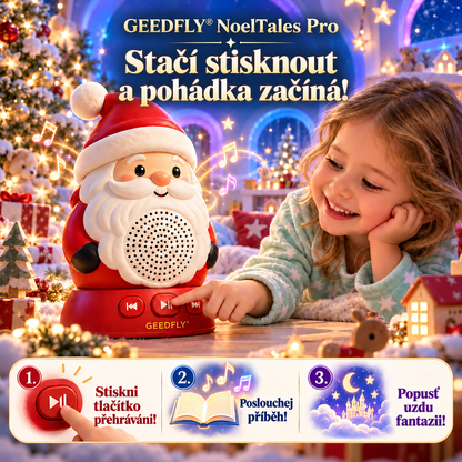 🎅📖 GEEDFLY® NoelTales Pro Vánoční přehrávač pohádek – Zvuková hračka bez obrazovky s kouzelným designem Santy pro příjemný poslech pohádek před spaním, rozvíjení fantazie a kouzelné sváteční chvíle 🎄🎁