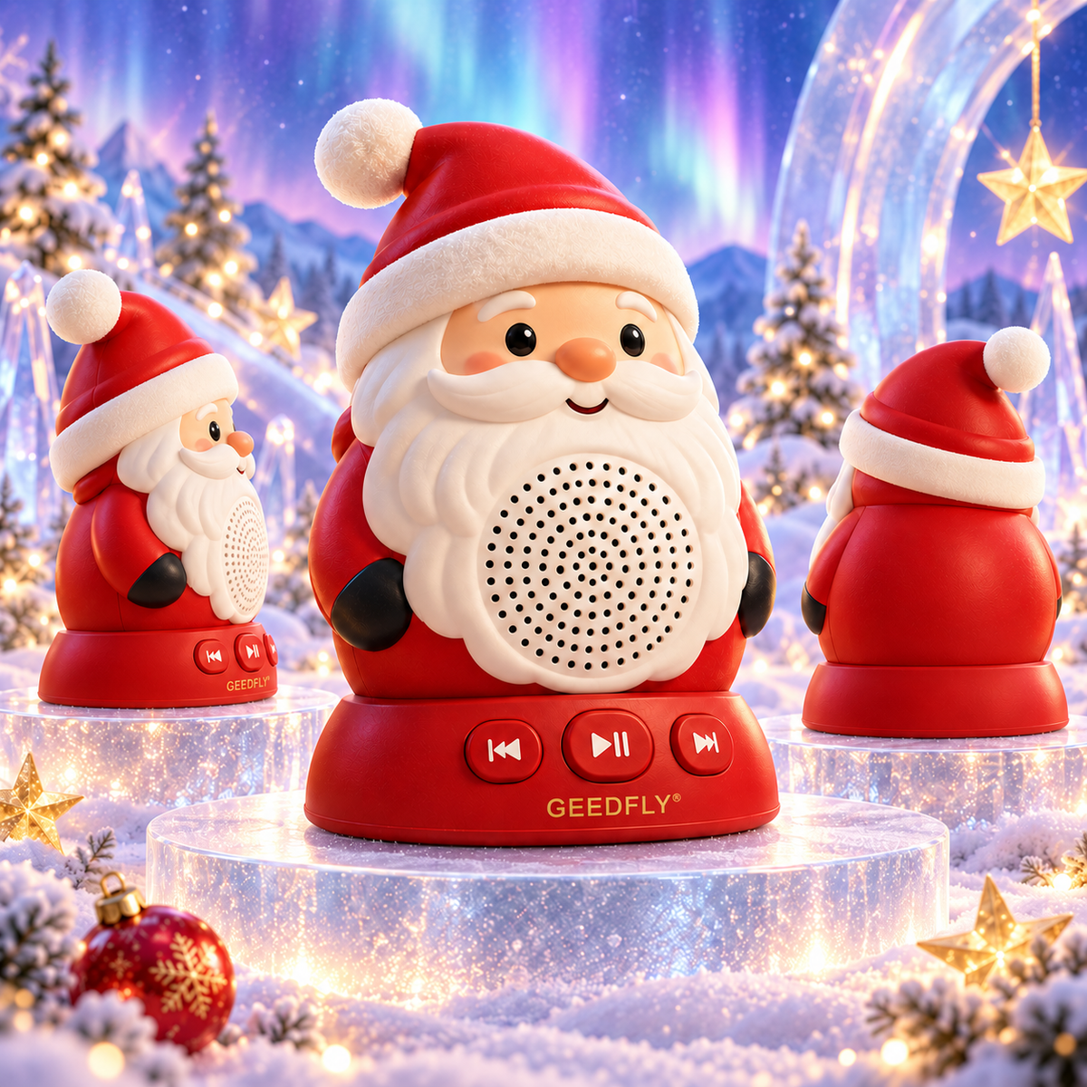 🎅📖 GEEDFLY® NoelTales Pro Vánoční přehrávač pohádek – Zvuková hračka bez obrazovky s kouzelným designem Santy pro příjemný poslech pohádek před spaním, rozvíjení fantazie a kouzelné sváteční chvíle 🎄🎁