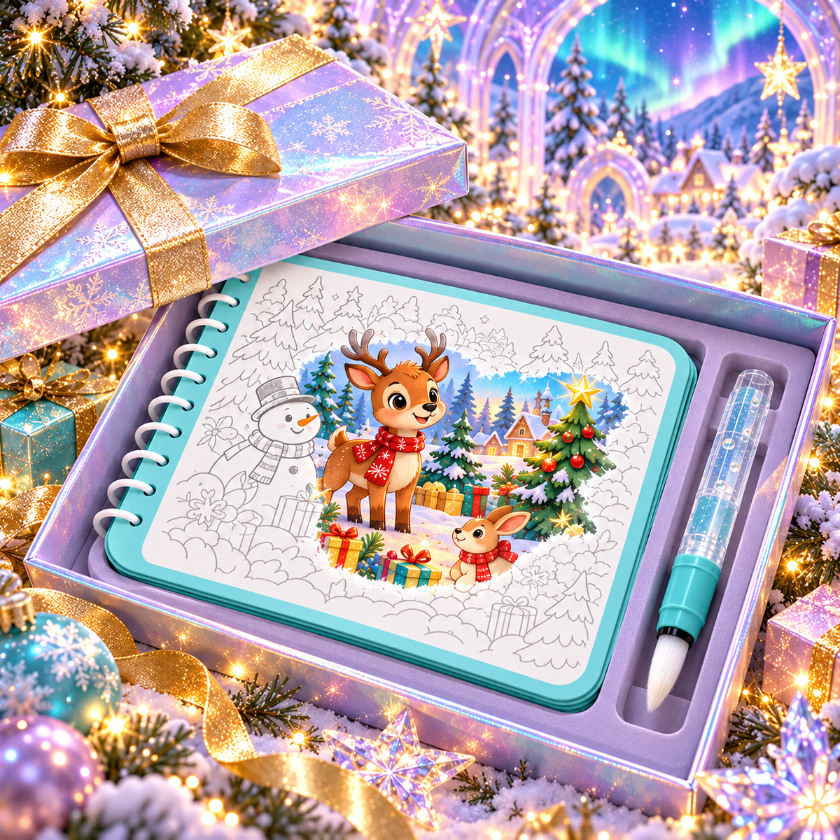 🎨✨ GEEDFLY® DoodleSprout Pro Opakovaně použitelná vodní omalovánka – Kreativní hračka pro děti s obrázky, které se vybarvují vodou, a opakovaně použitelnými stránkami pro tvoření, zábavu na cestách i každodenní hraní 🌟