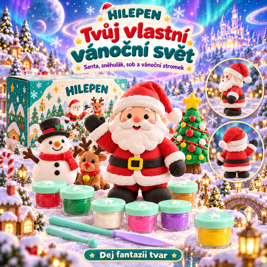 🎅🎨 GEEDFLY® JollyClay Wonderland Vánoční sada modelovací hmoty – Barevná kreativní sada na výrobu Santy, sněhuláků, sobů a vánočních stromečků | Vánoční dárek pro malé výtvarníky 🎁