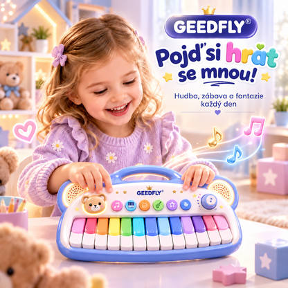 🎹✨ GEEDFLY® MelodyJoy Pro Dětské Elektronické Piano – Interaktivní Hudební Hračka pro Děti s Barevnými Klávesami, Zvuky Nástrojů, Světelnými Efekty, Kreativní Zábavou a Rozvojem Hudebních Dovedností 🌟